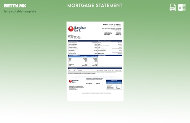 модерен стил Извештај за хипотека во Индија Бандхан банка Шаблон за Word и PDF